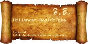 Hollender Boglárka névjegykártya